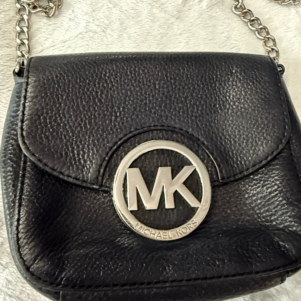 Michael Kors Black Crossbody Bag with Silver Accent